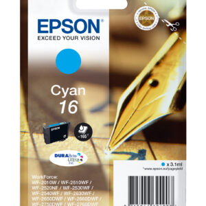 Tinta original epson t1622 cian c13t16224022 3.1ml - con alarma