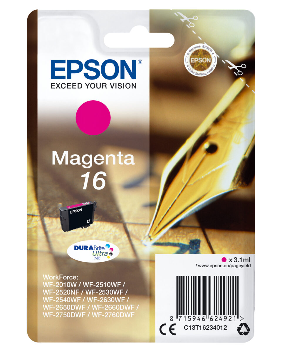 Tinta original epson t1623 magenta c13t16234022 3.1ml - con alarma