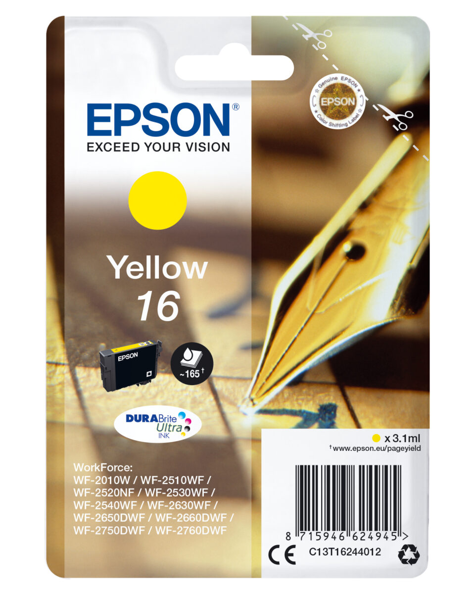 Tinta original epson t1624 amarillo c13t16244022 3.1ml - con alarma