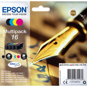 Tinta original epson t1626 multipack 4 colores c13t16264022 - con alarma