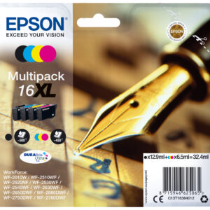 Tinta original epson t1636 xl multipack 4 colores c13t16364012