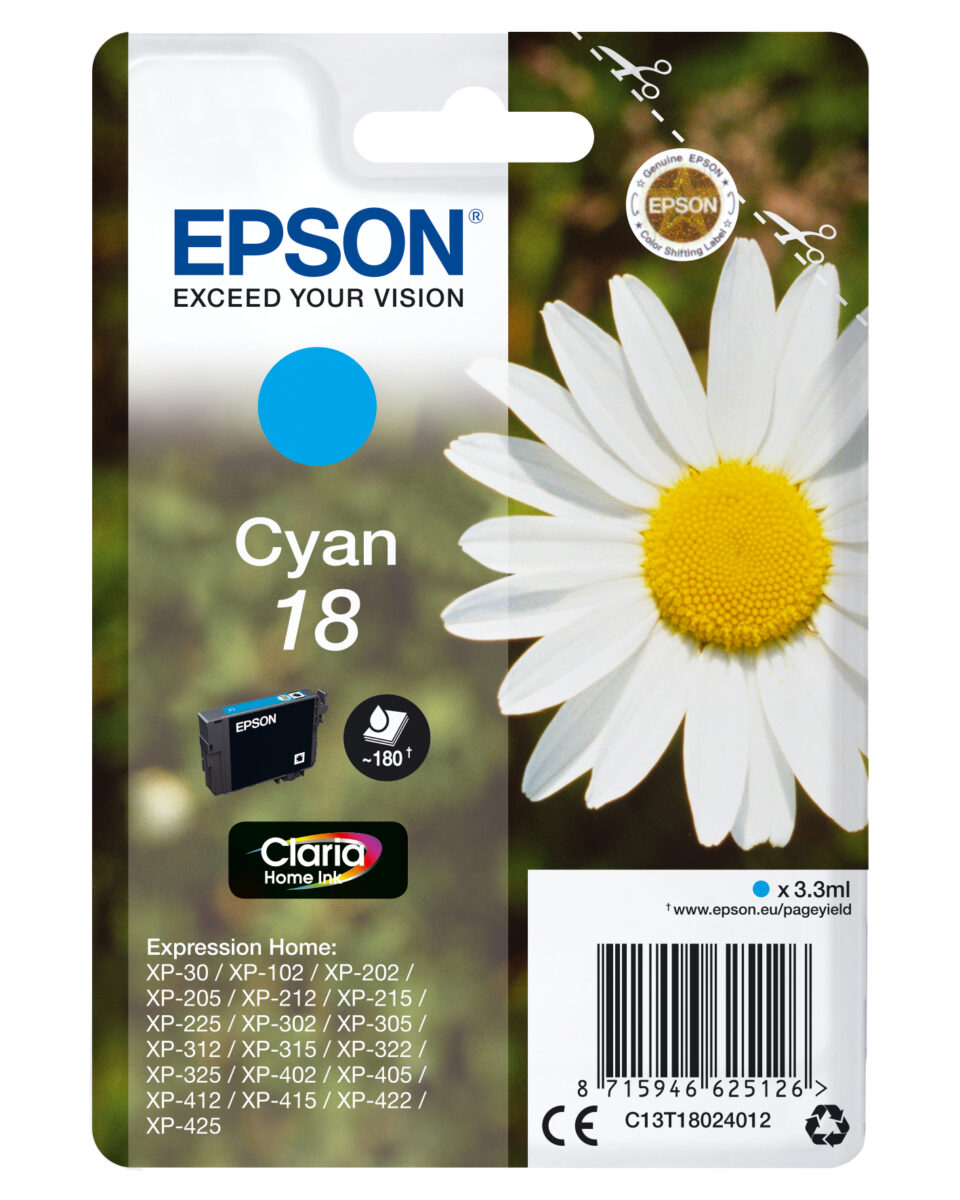 Tinta original epson t1802 cian c13t18024012 3.3ml