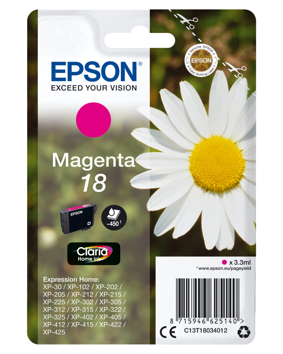 Tinta original epson t1803 magenta c13t18034022 3.3ml - con alarma