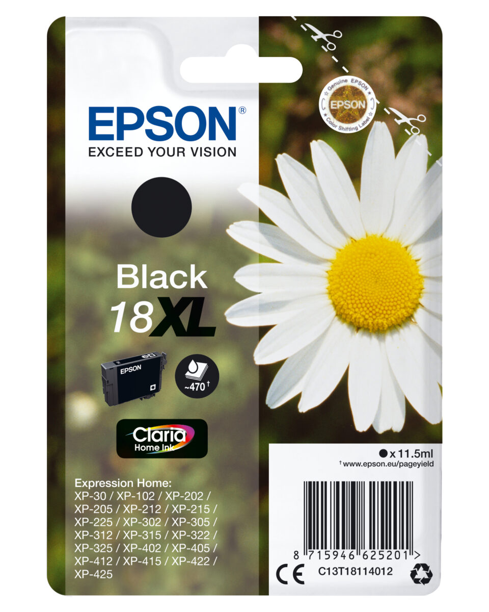 Tinta original epson t1811 xl negro c13t18114022 11.5ml - con alarma