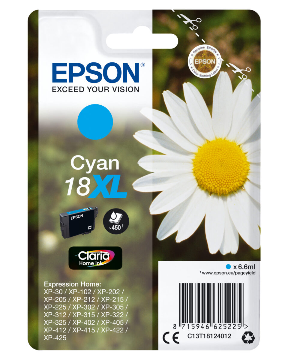 Tinta original epson t1812 xl cian c13t18124012 6.6ml