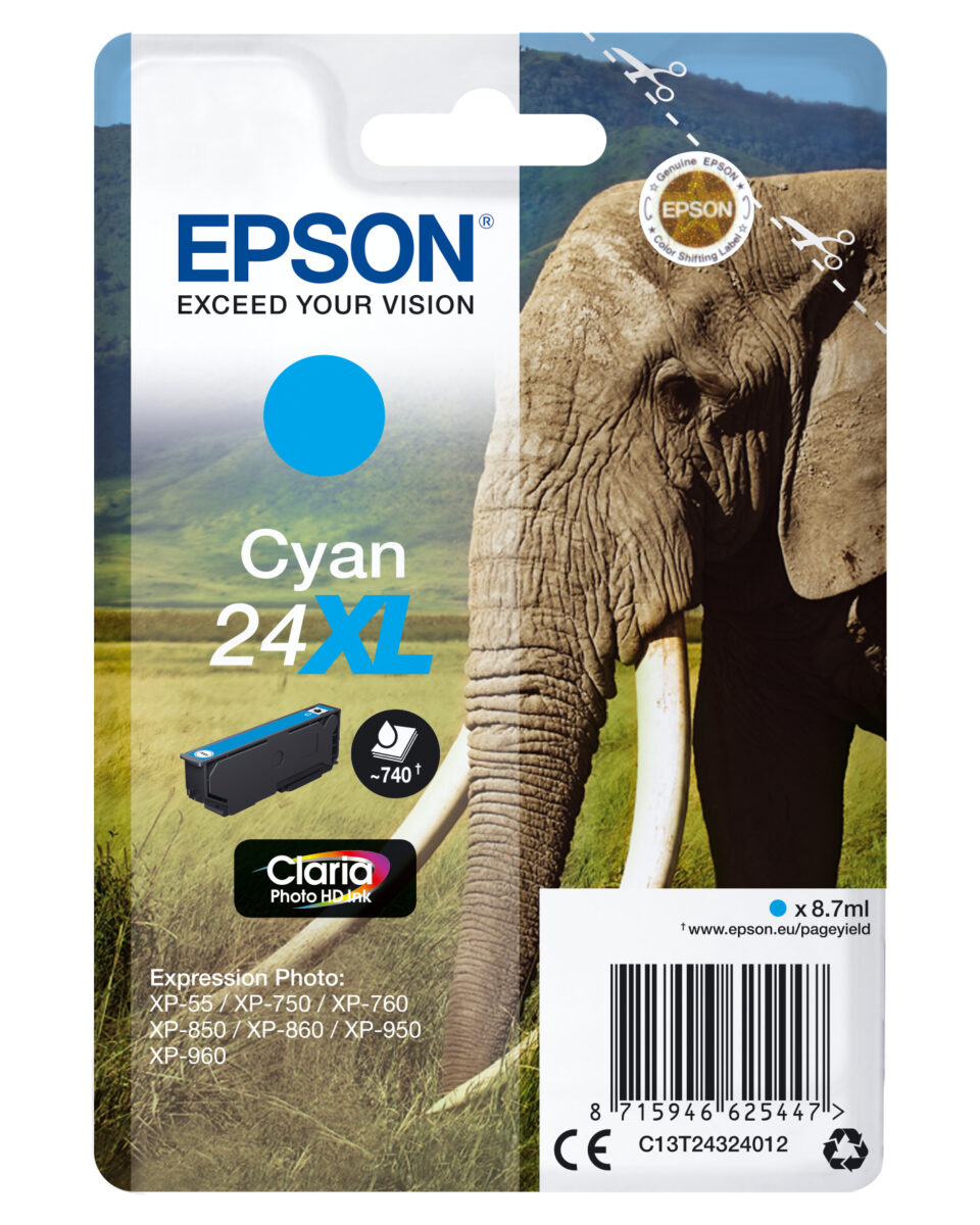 Tinta original epson t2432 xl cian c13t24324012 8.7ml
