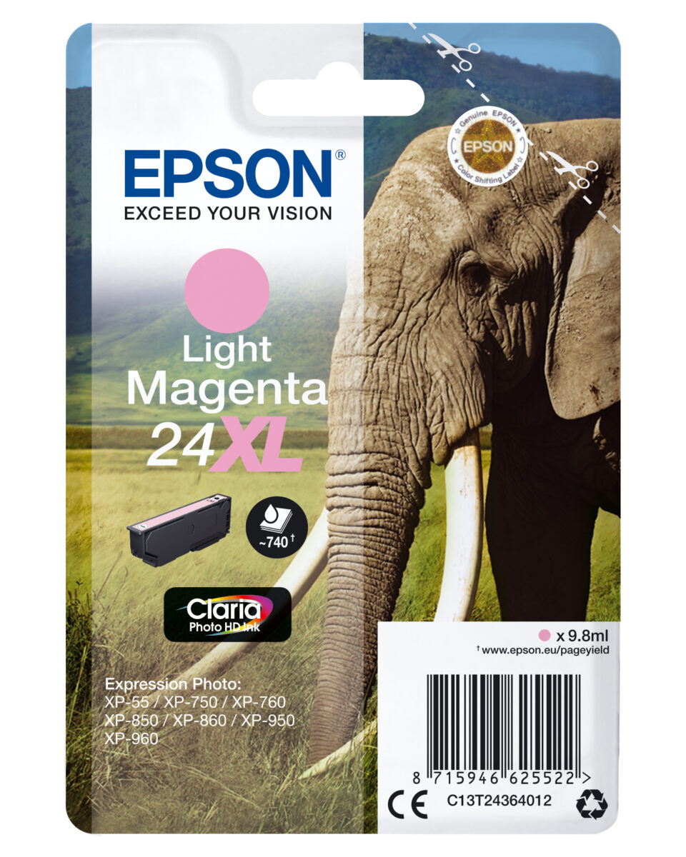 Tinta original epson t2436 xl magenta claro c13t24364012 9.8ml