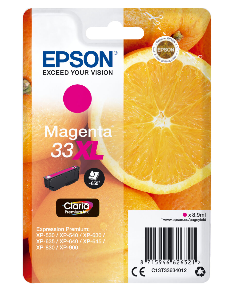 Tinta original epson t3363 xl magenta c13t33634012 8.9ml