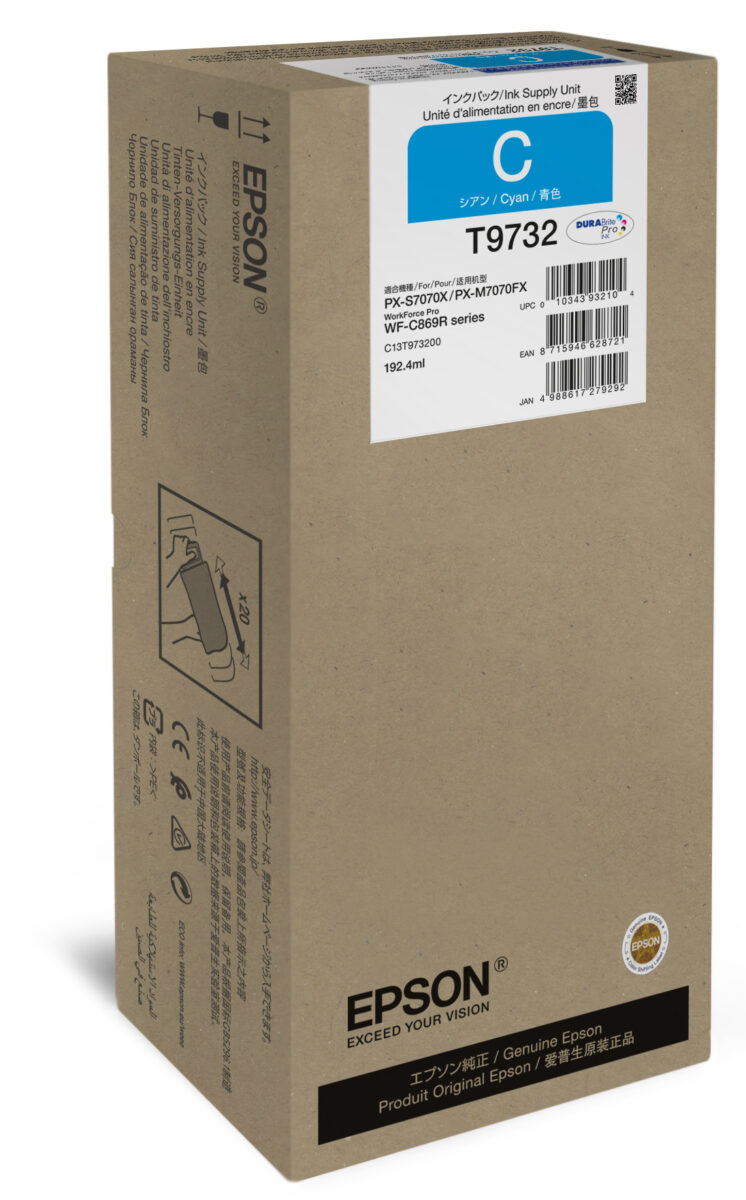 Tinta original epson t9732 xl cian c13t973200 22.000 páginas