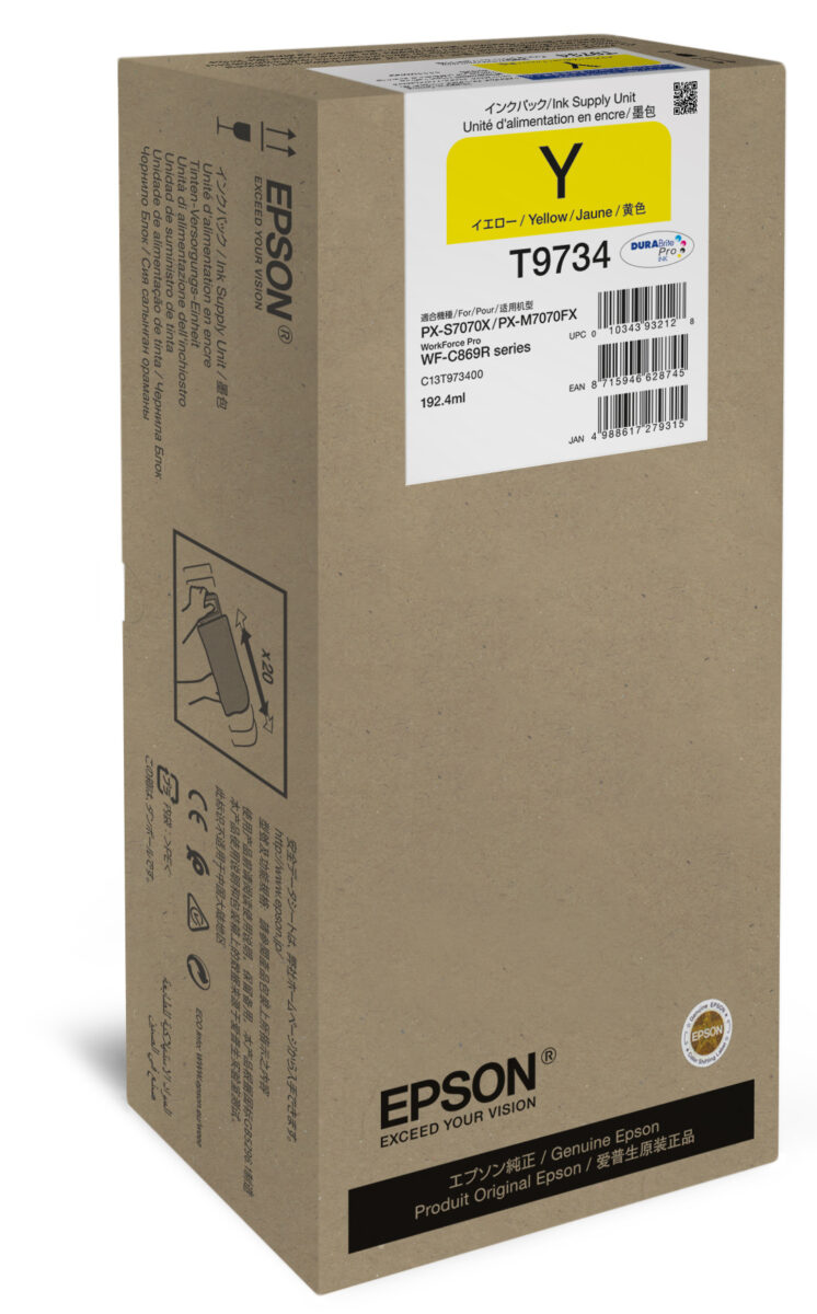 Tinta original epson t9734 xl amarillo c13t973400 22.000 páginas