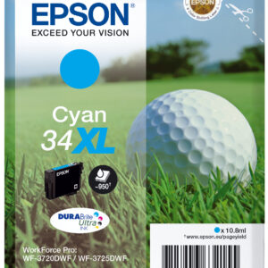 Tinta original epson t3472 xl cian c13t34724010 10.8ml