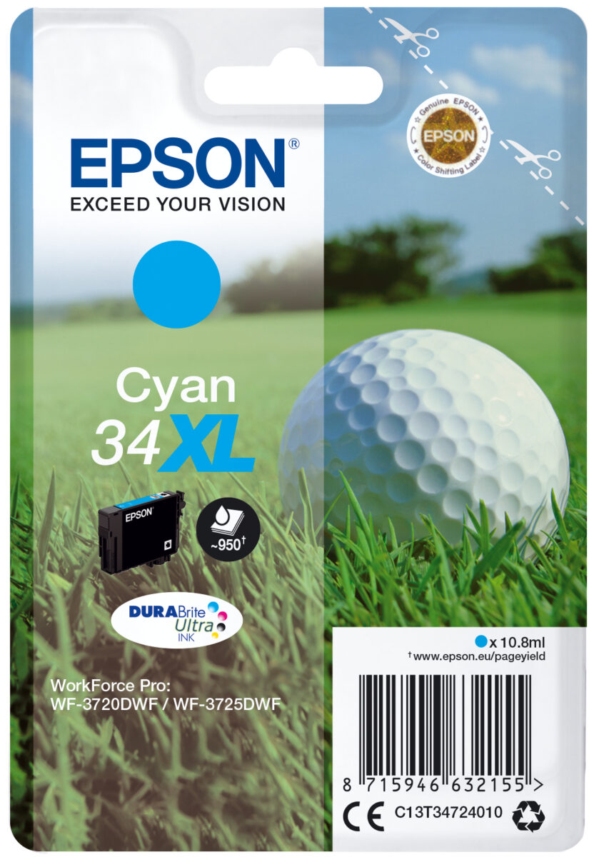 Tinta original epson t3472 xl cian c13t34724010 10.8ml