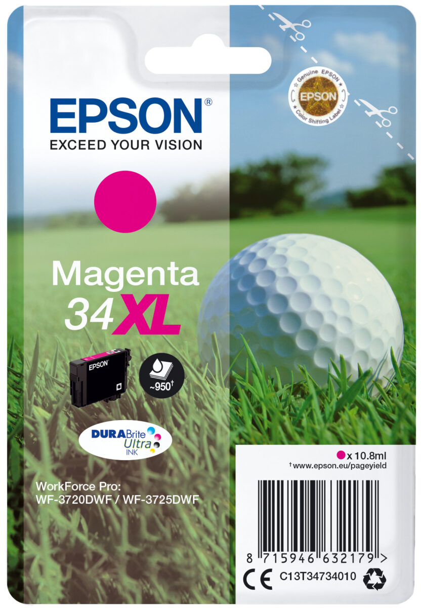 Tinta original epson t3473 xl magenta c13t34734010 16.3m