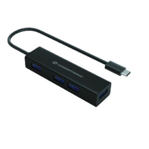 Hub usb-c 3.0 conceptronic hubbies07b 4 puertos usb 3.0 color negro carcasa de aluminio