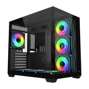 Caja atx fsp m341 cristal templado dual chamber 7xargb disipador max 160mm gpu max 410mm negro