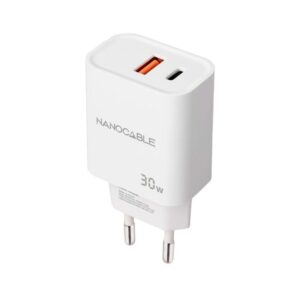 Cargador de red Usb + Type-C / 30W PD / QC / Blanco / 10.10.2011 / Nanocable