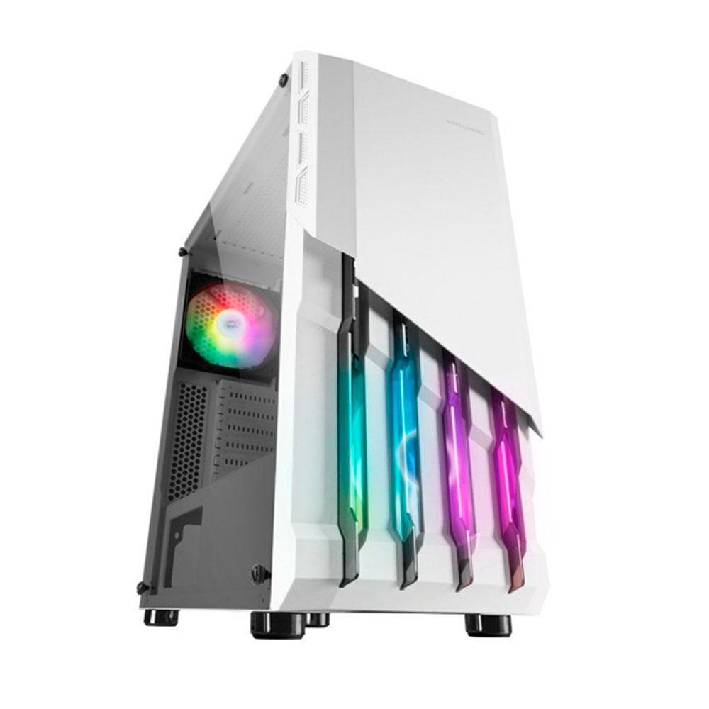 Caja atx mars gaming mc-x2 white frontal en acero ventiladores frgb sin fuente de a