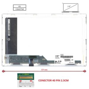 Pantalla compatible para portátil LED 14" 40 Pines HD sin Brackets