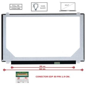 Pantalla compatible para portátil LED 15.6" SLIM 30 Pines FULL HD Con Brackets Ancho 360 mm. Brillo