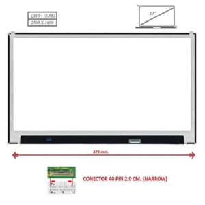 Pantalla compatible para portátil LED 17.0" SLIM 40 Pines QHD+ Brackets Superiores Sin Reborde