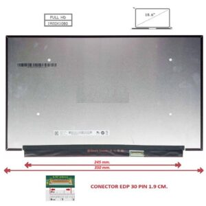 Pantalla compatible para portátil LED 15.6" SLIM 30 Pines FULL HD Sin Brackets Inverter 245mm.