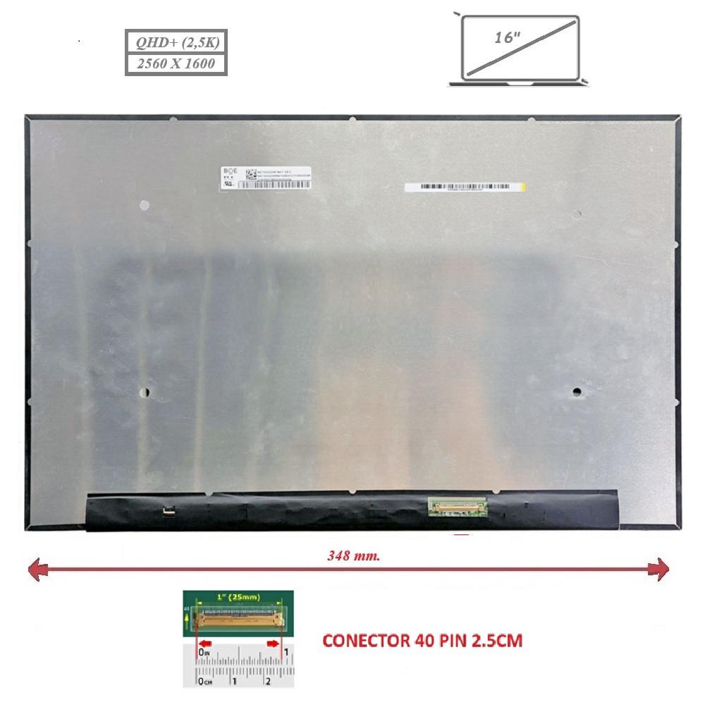 Pantalla compatible para portátil LED 16" SLIM 40 Pines QHD+ Sin Bracket Sin Reborde
