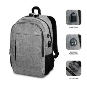 Mochila Subblim Urban Lock System hasta 16" / Gris / Puerto USB / Antirrobo por combinacion / SUB-BP-1UL0001