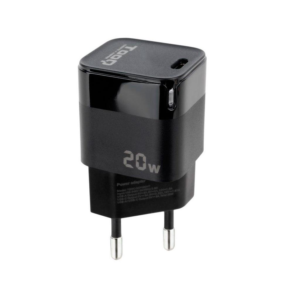 Cargador de red Type-C / 20W PD / Negro / TQWC-PD20 / Tooq