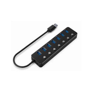 Hub 7 puertos USB 3.2 Gen 1 / Gembird / Con Interruptor / Negro / UHB-U3P7P-01