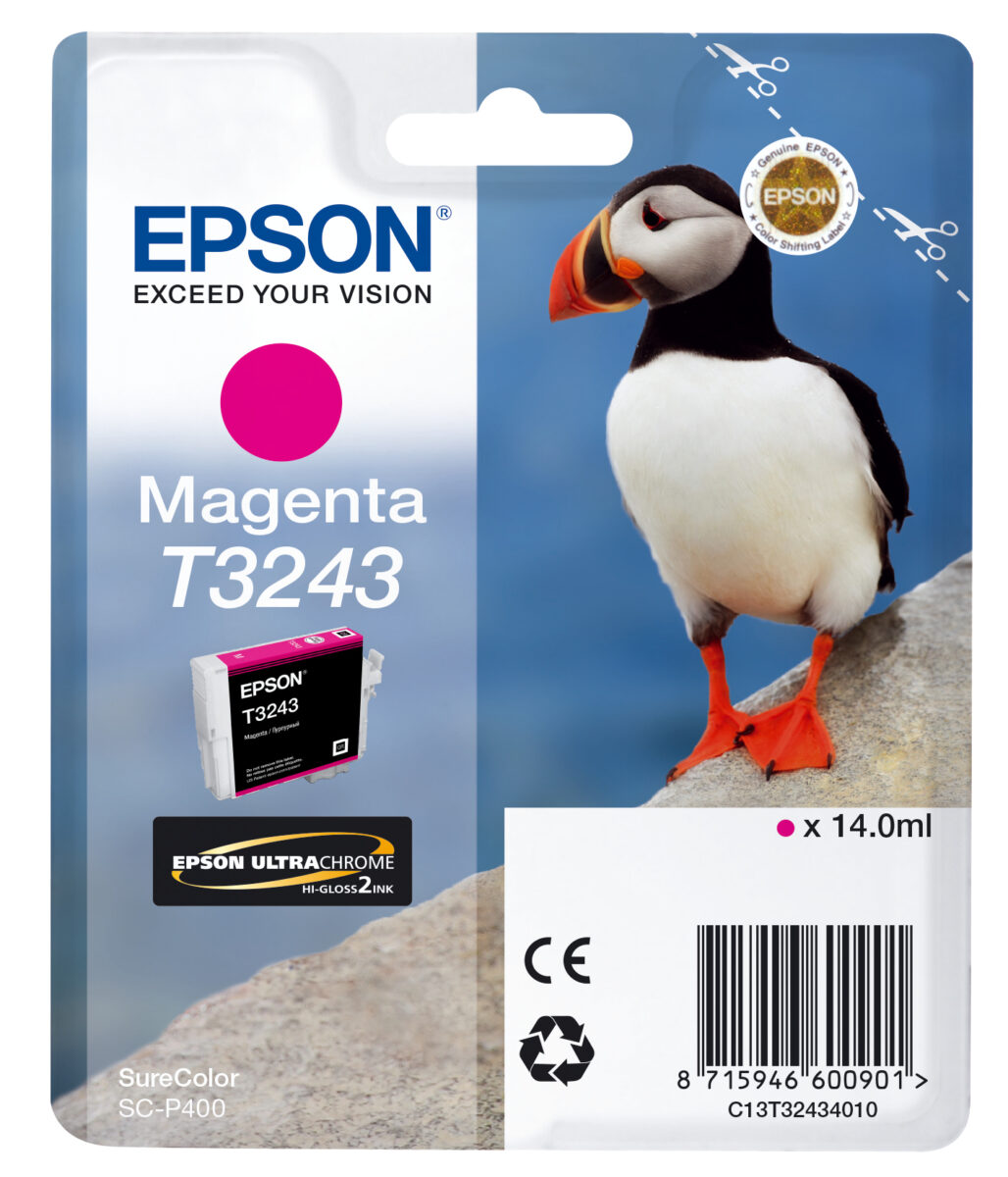 Tinta original epson t3243 magenta c13t32434010 14ml
