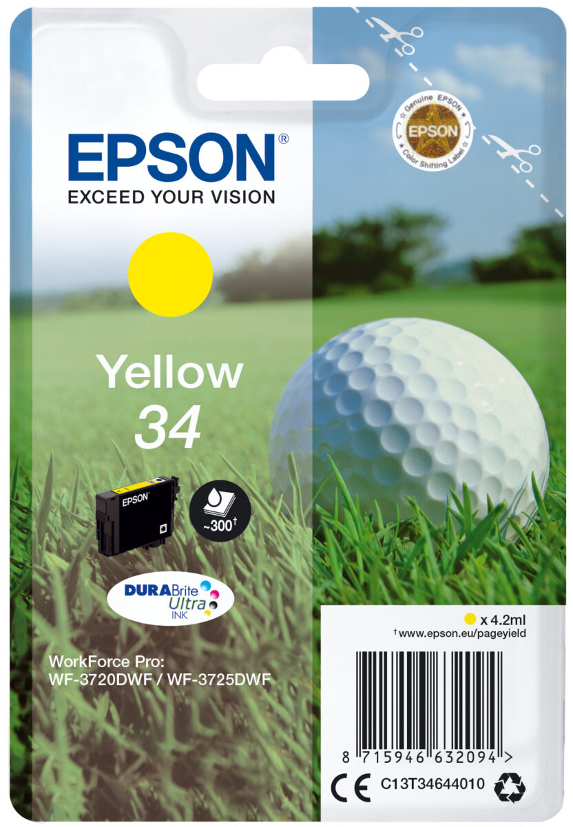 Tinta original epson t3464 amarillo c13t34644010 4.2ml