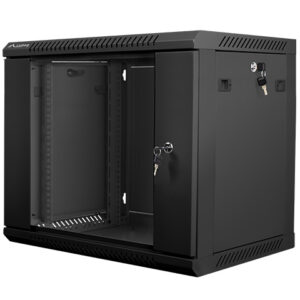 Armario lanberg 19 pulgadas 9u 600x450x507 flat pack puerta cristal negro