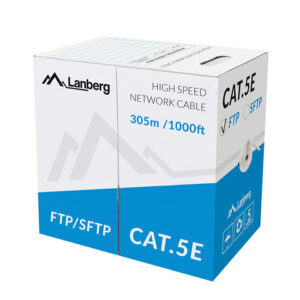 Bobina cat.5e lanberg ftp rj45 solido cobre fluke tested awg24 305m gris