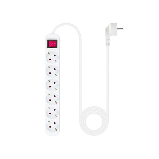Regleta 6 tomas 1.4m nanocable con interruptor blanco 250v - proteccion