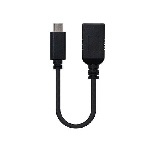 Cable otg usb tipo a 3.1 a usb tipo c 3.1 nanocable 15cm - hembra - macho - negro