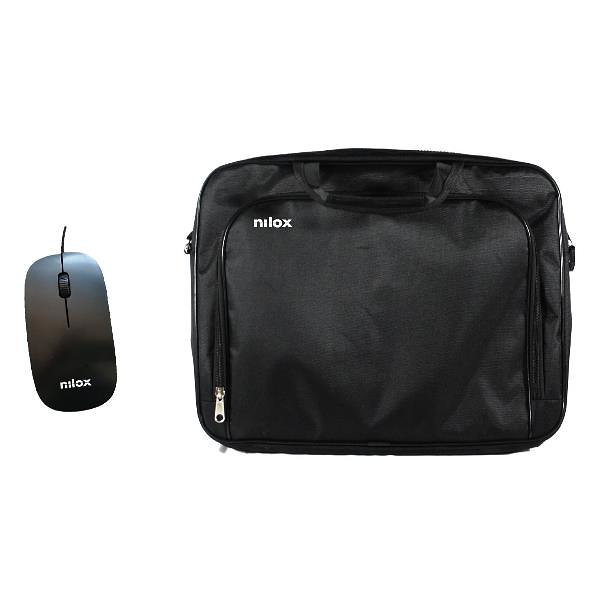 Maletin nilox essential 2 + mouse raton para portatil 15.6 pulgadas negro