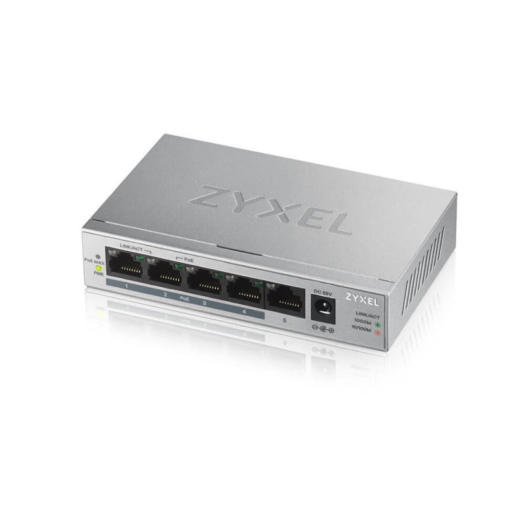 Switch 5 puertos zyxel - full duplex 10 - 100 - 1000 poe gs1005hp