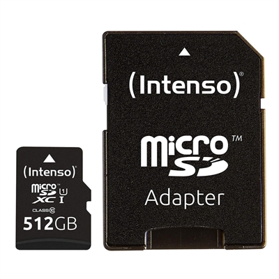 Tarjeta memoria micro sd intenso 512gb premium uhs - i cl10 + adaptador sd