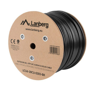 Bobina para exterior lanberg cat.6 utp rj45 cobre gel - filled fluke awg23 305m negro