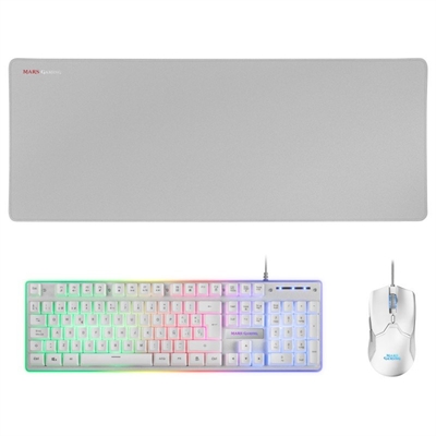 Kit teclado + raton mars gaming mcpx rgb blanco + alfombrilla