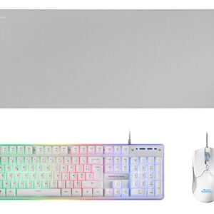 Kit teclado + raton mars gaming mcpxwfr rgb blanco + alfombrilla frances