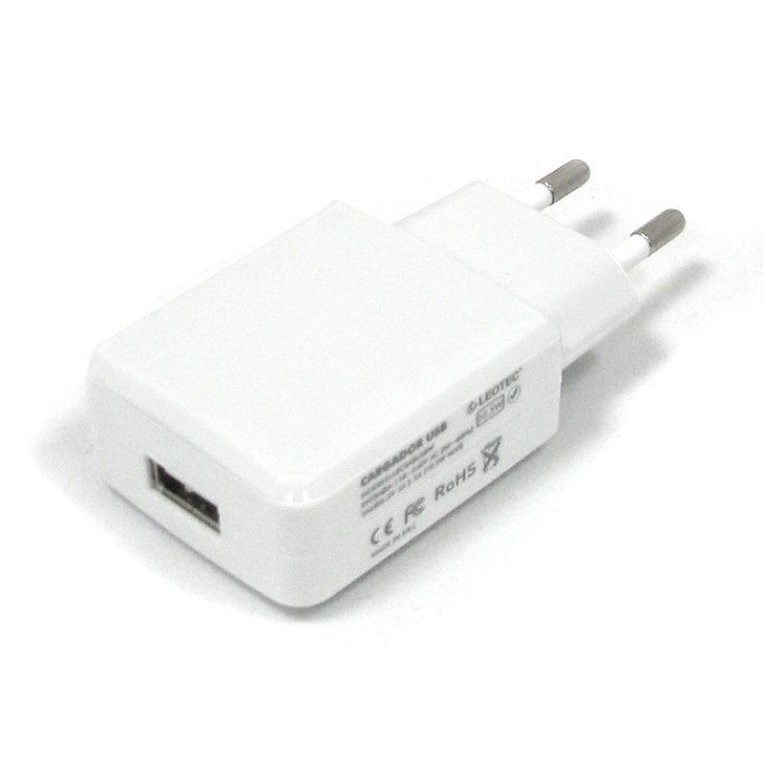 Cargador de pared leotec usb 5v 2a usb - 2.5mm usb - micro usb blanco