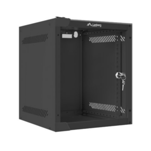 Armario lanberg mural rack 10 pulgadas 6u - 280x310 flat pack negro puerta cristal