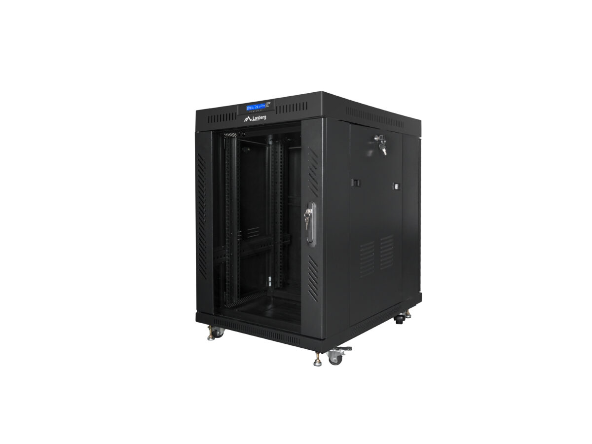 Armario lanberg rack 19 pulgadas 15u 800x1000 lcd puerta cristal flat pack negro