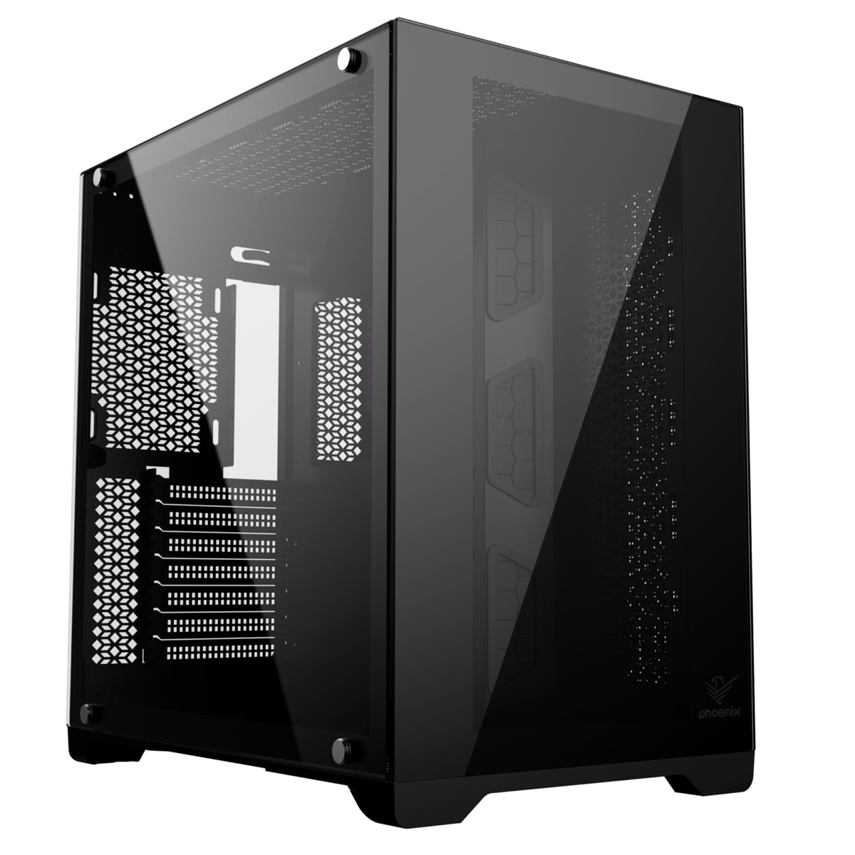 Caja ordenador phoenix gaming zephyr cubo atx doble cristal templado soporte gpu hasta 380mm