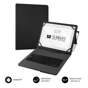 Funda + teclado subblim para tablet 9.6 pulgadas a 11 pulgadas negro