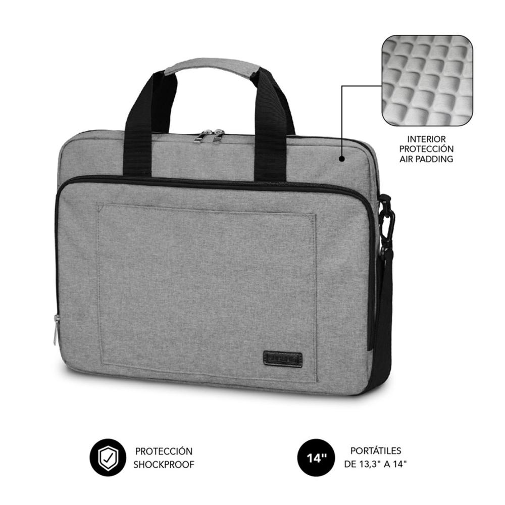 Maletin subblim air padding para portatil 13.3 pulgadas - 14 pulgadas gris
