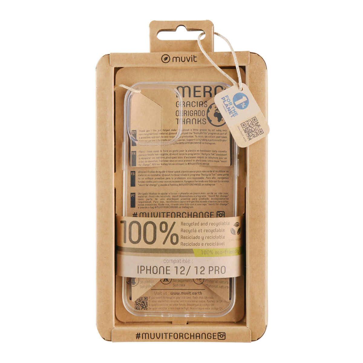 Funda muvit recycletek para apple iphone 12 - 12 pro transparente