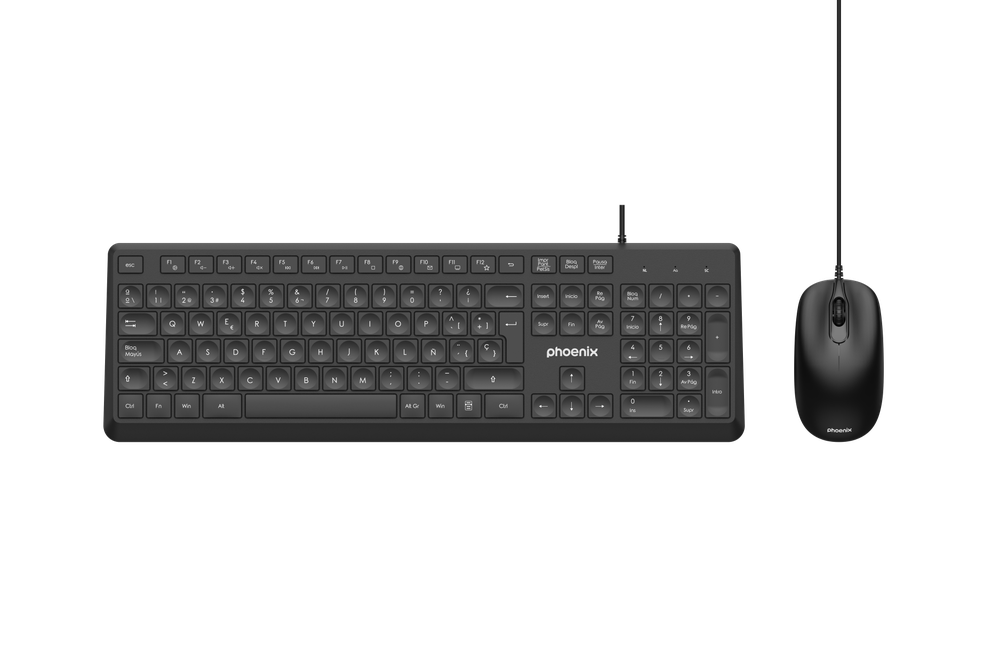 Phoenix combo teclado multimedia + ratón con cable usb 1200dpi