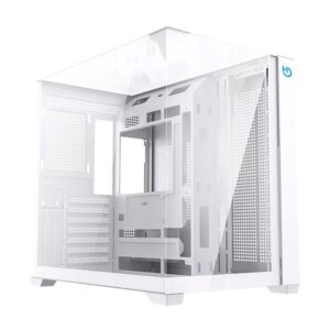 Caja ordenador gaming hiditec atx sky cristal templado blanco